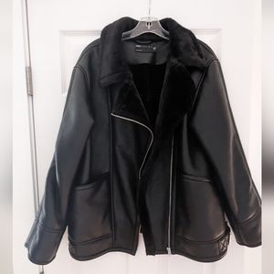 ASOS borg & leather aviator jacket NWOT